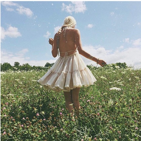 SOLD❗️Boho halter deep V neck Backless Tiered dres - Picture 6 of 8